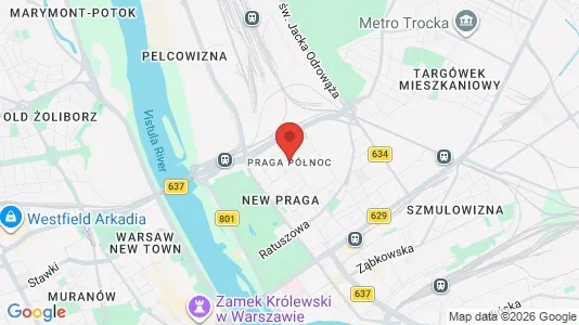 Apartments for rent i Warszawa Praga-Północ - kort over placeringen