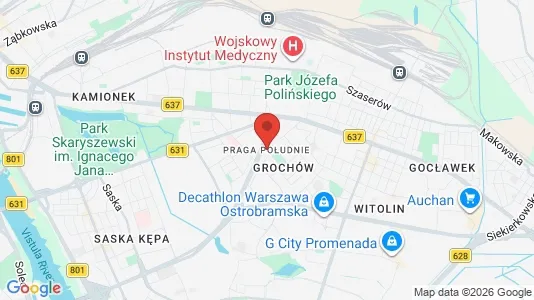 Apartments for rent i Warszawa Praga-Południe - kort over placeringen