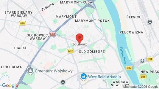 Apartments for rent i Warszawa Żoliborz - kort over placeringen