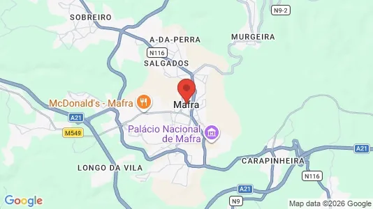 Apartments for rent i Mafra - kort over placeringen