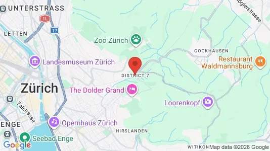 Rooms for rent i Zürich Distrikt 7 - kort over placeringen
