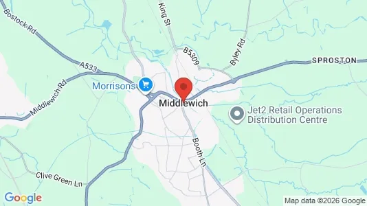 Houses for rent i Middlewich - Cheshire - kort over placeringen