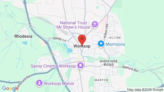 Houses for rent i Worksop - Nottinghamshire - kort over placeringen