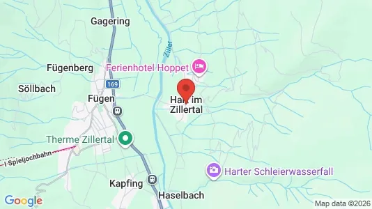 Apartments for rent i Hart im Zillertal - kort over placeringen