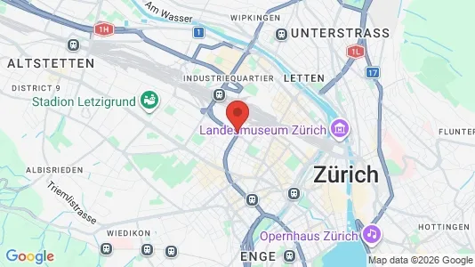 Apartments for rent i Zürich Distrikt 4  - Aussersihl - kort over placeringen