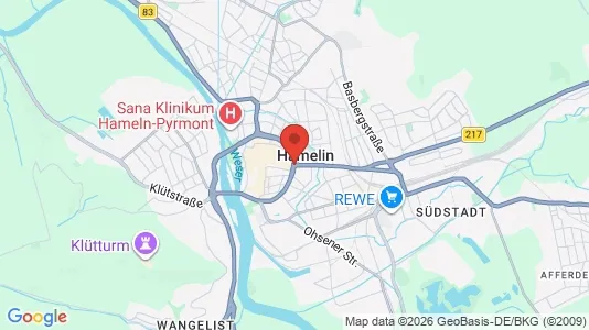 Apartments for rent i Hameln-Pyrmont - kort over placeringen