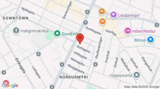 Apartments for rent i Reykjavík Hlíðar - kort over placeringen