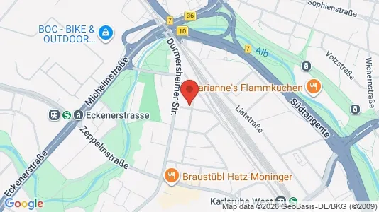 Apartments for rent i Karlsruhe - kort over placeringen