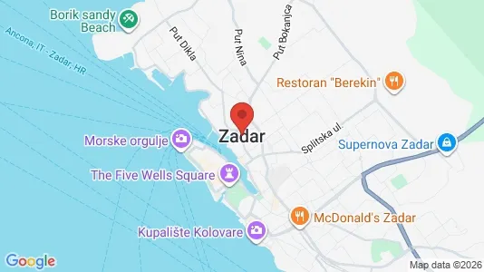 Apartments for rent i Zadar - kort over placeringen