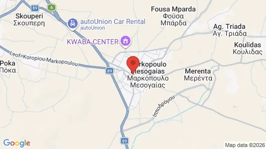 Apartments for rent i Markopoulo Mesogaias - kort over placeringen