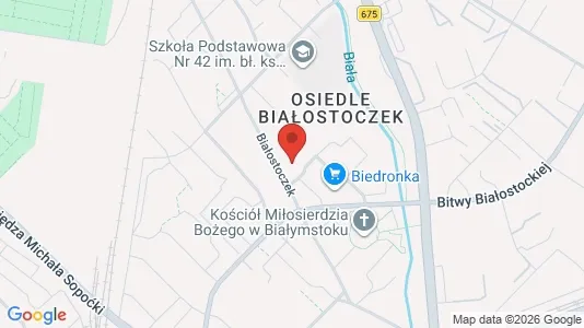 Apartments for rent i Białystok - kort over placeringen