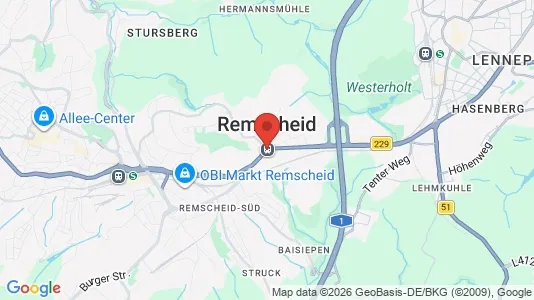 Apartments for rent i Remscheid - kort over placeringen