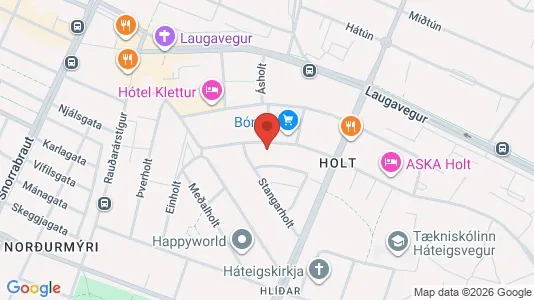 Apartments for rent i Reykjavík Hlíðar - kort over placeringen