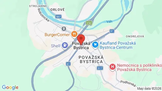 Apartments for rent i Považská Bystrica - kort over placeringen