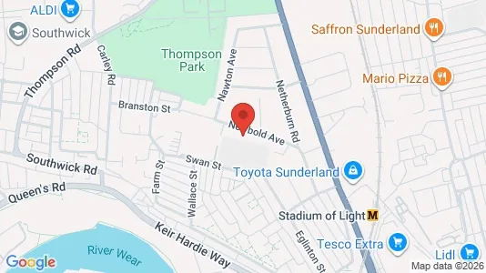 Apartments for rent i Sunderland - Tyne and Wear - kort over placeringen