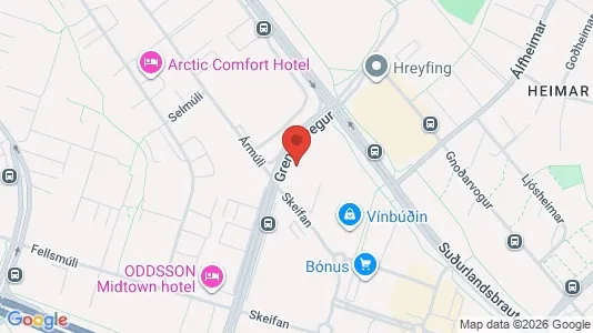 Apartments for rent i Reykjavík Háaleiti - kort over placeringen