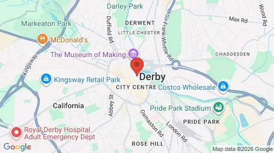 Apartments for rent i Derby - Derbyshire - kort over placeringen