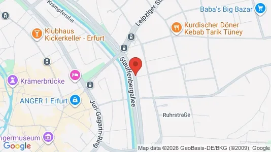 Apartments for rent i Erfurt - kort over placeringen
