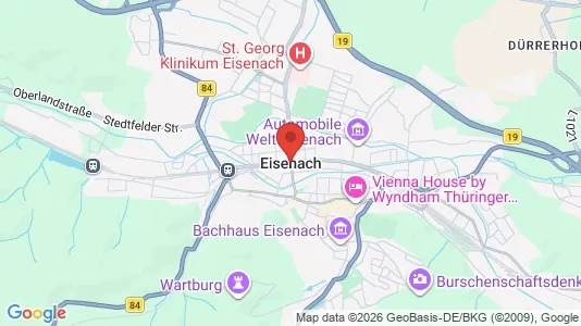 Apartments for rent i Eisenach - kort over placeringen