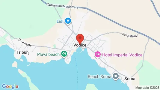 Houses for rent i Vodice - kort over placeringen