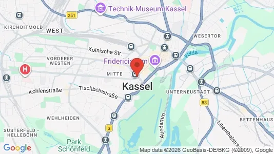 Apartments for rent i Kassel - kort over placeringen