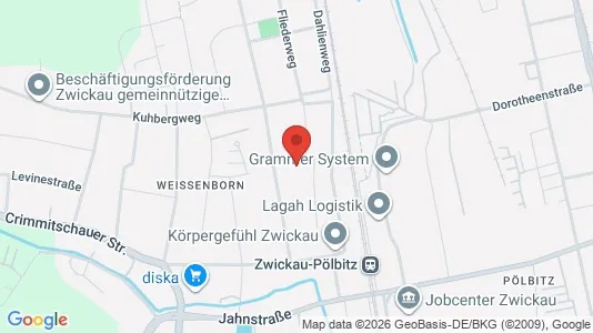 Apartments for rent i Zwickau - kort over placeringen