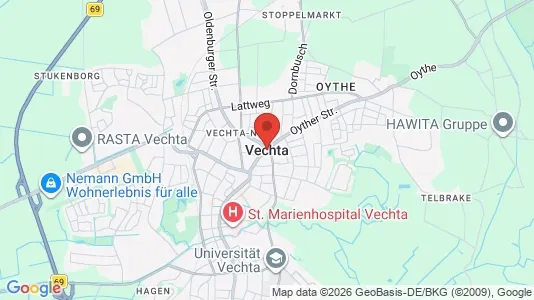 Apartments for rent i Vechta - kort over placeringen