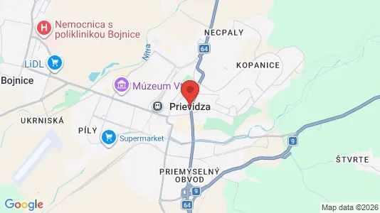 Apartments for rent i Prievidza - kort over placeringen