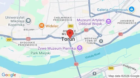 Apartments for rent i Toruń - kort over placeringen