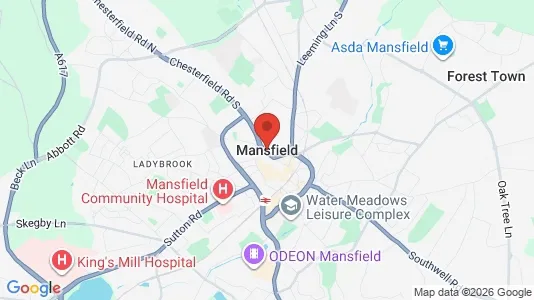 Apartments for rent i Mansfield - Nottinghamshire - kort over placeringen
