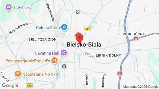 Apartments for rent i Bielsko-Biała - kort over placeringen