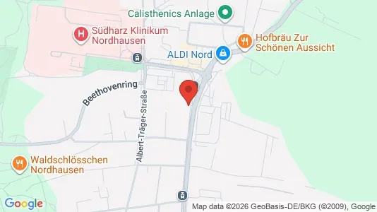 Apartments for rent i Nordhausen - kort over placeringen