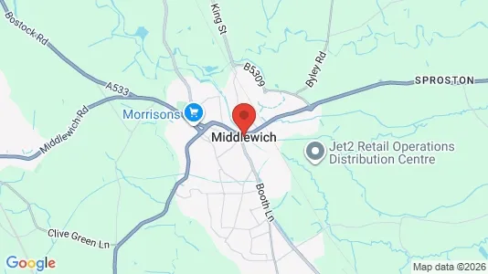 Apartments for rent i Middlewich - Cheshire - kort over placeringen