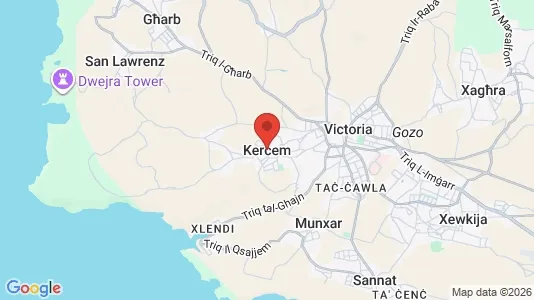 Apartments for rent i Ta' Kerċem - kort over placeringen
