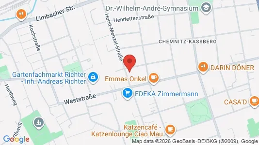 Apartments for rent i Chemnitz - kort over placeringen