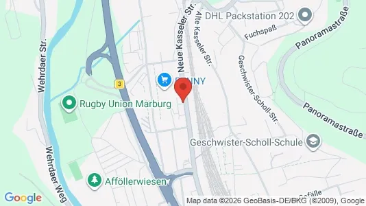 Apartments for rent i Marburg-Biedenkopf - kort over placeringen