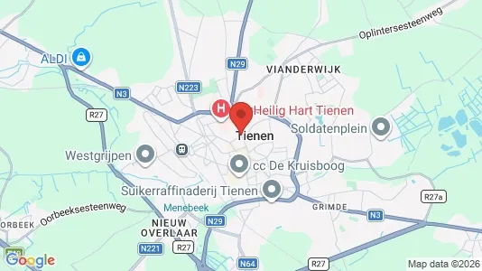 Houses for rent i Tienen - kort over placeringen