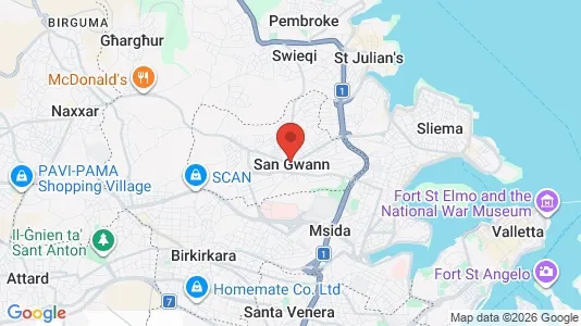 Apartments for rent i San Ġwann - kort over placeringen