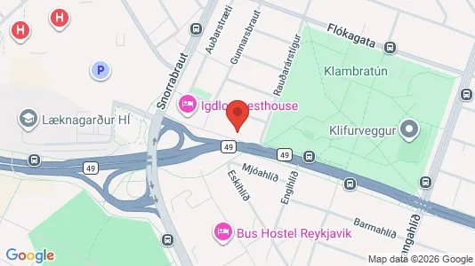 Apartments for rent i Reykjavík Hlíðar - kort over placeringen