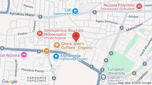 Apartments for rent i Nicosia Egkomi - kort over placeringen
