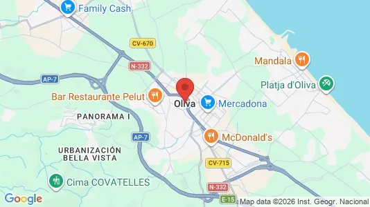 Apartments for rent i Oliva - kort over placeringen