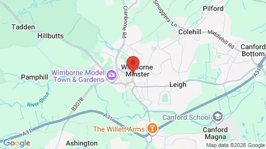 Apartments for rent i Wimborne - Dorset - kort over placeringen