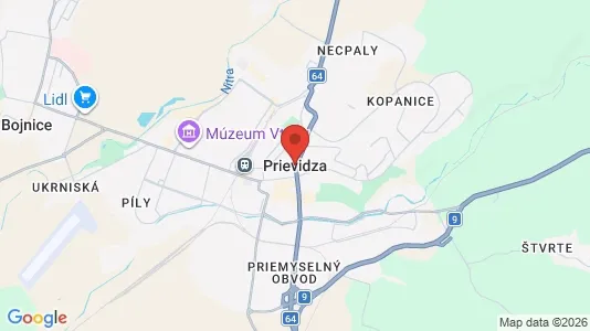 Apartments for rent i Prievidza - kort over placeringen