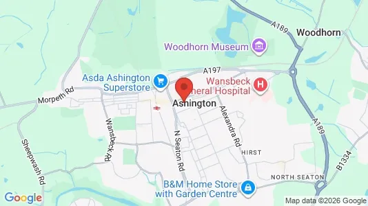 Houses for rent i Ashington - Northumberland - kort over placeringen