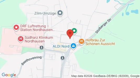 Apartments for rent i Nordhausen - kort over placeringen