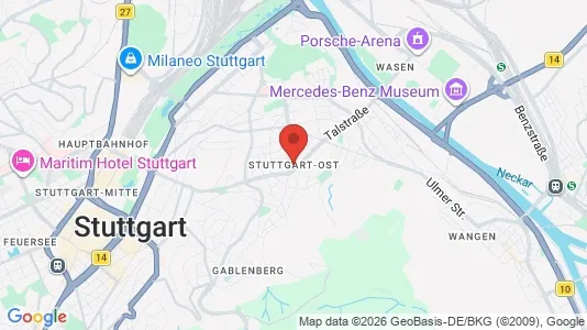 Apartments for rent i Stuttgart-Ost - kort over placeringen