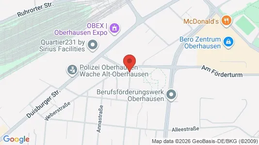 Apartments for rent i Oberhausen - kort over placeringen