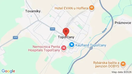 Apartments for rent i Topoľčany - kort over placeringen