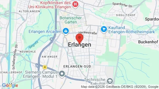Apartments for rent i Erlangen - kort over placeringen