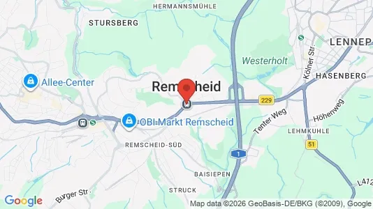Apartments for rent i Remscheid - kort over placeringen
